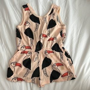 Tea Collection hornbills romper wrap back jumpsuit size 3 toddler pink